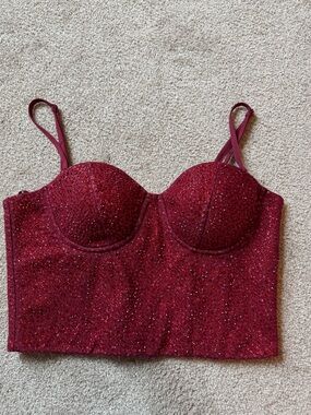 Sparkling Red Longline Bustier Corset Top